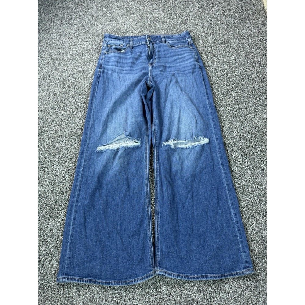American Eagle Super High Rise Baggy Wide Leg Jeans Women's Size 10 Blue